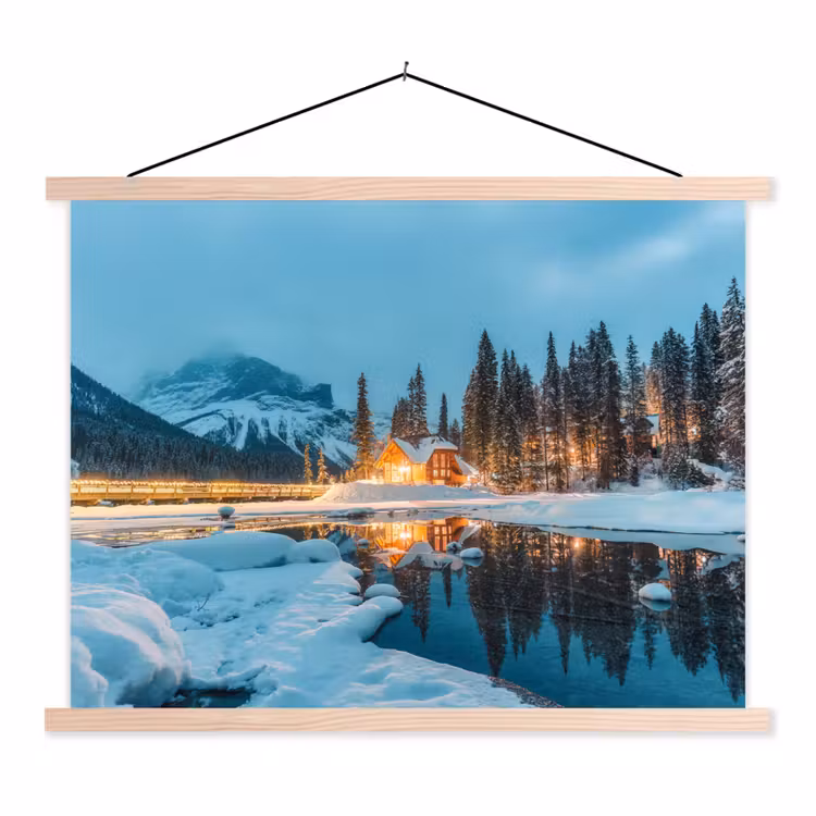 Schoolplaat - Winterlandschap - Natuur - Huis - Bergen - Sneeuw — 1