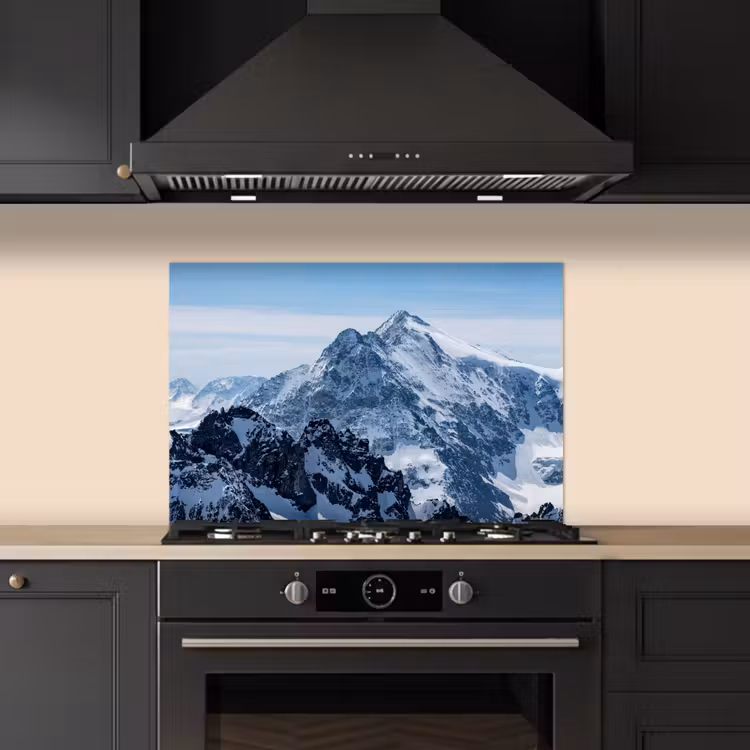 Spatscherm keuken - Landschap - Bergen - Sneeuw - Wit — 2