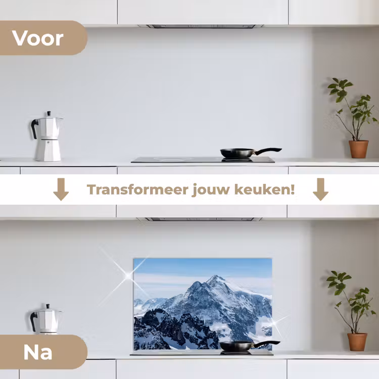 Spatscherm keuken - Landschap - Bergen - Sneeuw - Wit — 3