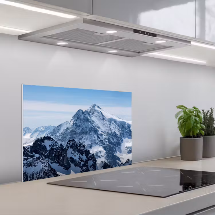 Spatscherm keuken - Landschap - Bergen - Sneeuw - Wit — 5