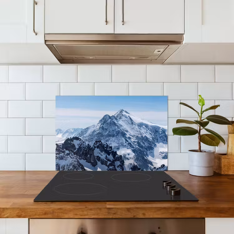 Spatscherm keuken - Landschap - Bergen - Sneeuw - Wit — 6