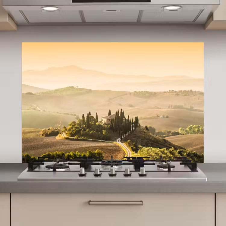 Spatscherm keuken - Landschap - Toscane - Ochtendlicht — 1