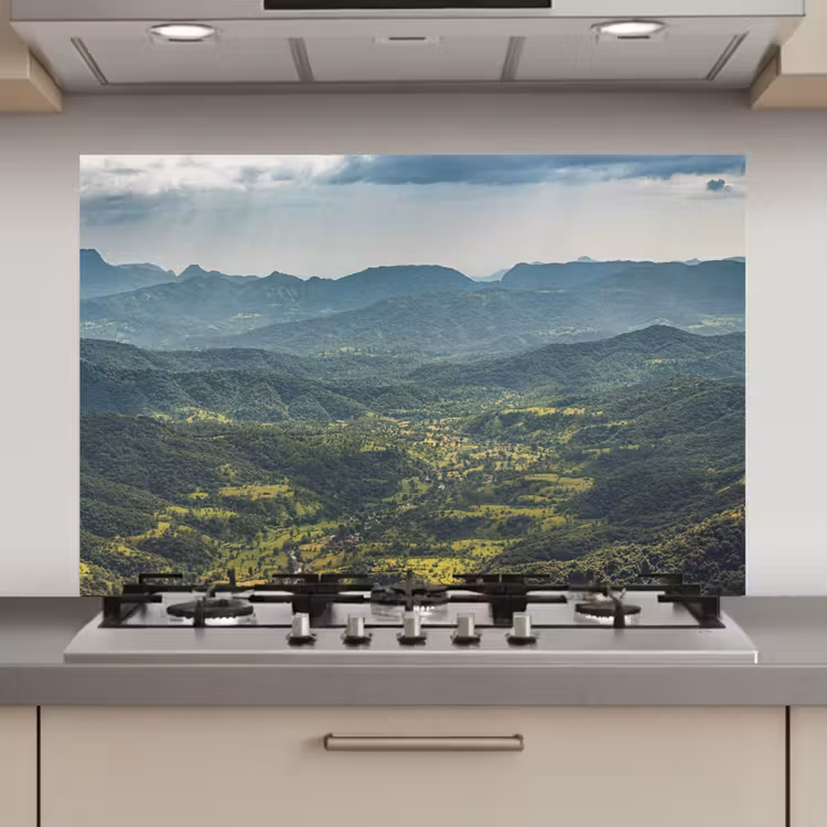 Spatscherm keuken - Landschap - Vallei - Groen — 1