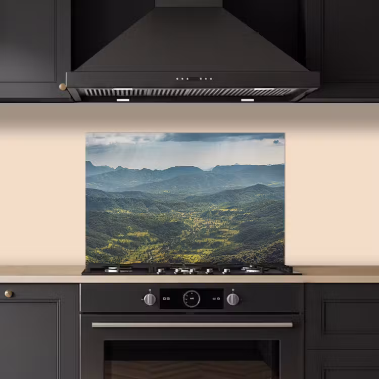 Spatscherm keuken - Landschap - Vallei - Groen — 2