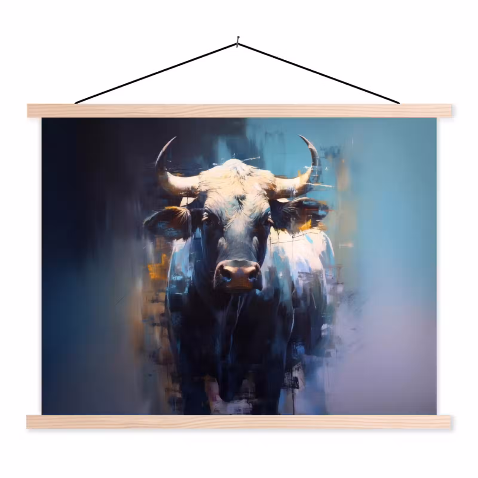 Schoolplaat - Stier - Zwart - Abstract - Horens — 1