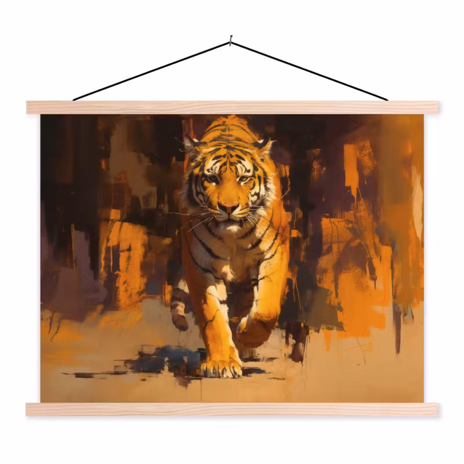 Schoolplaat - Tijger - Geschilderd - Oranje - Penseelstreken — 1