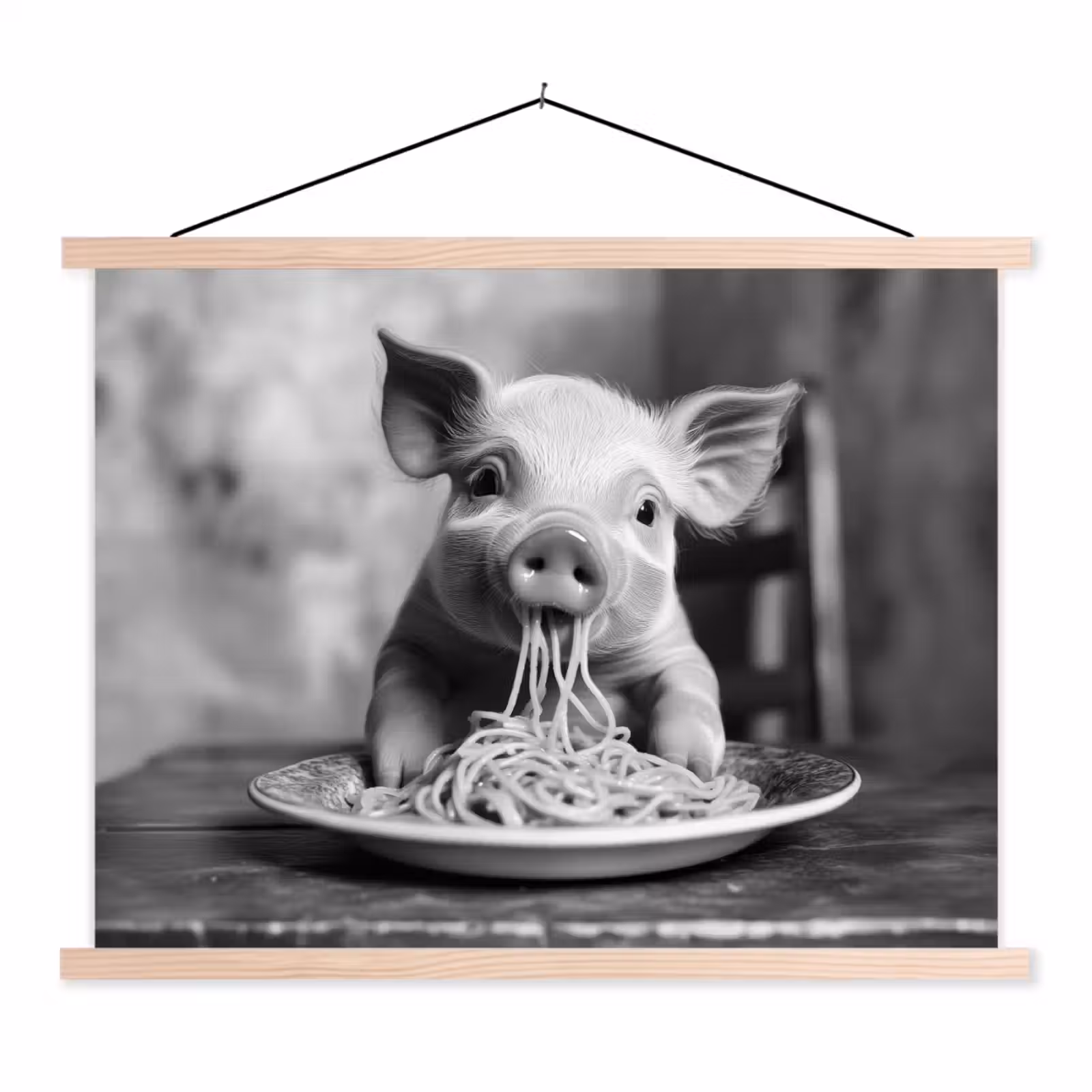 Schoolplaat - Varken - Schattig - Spaghetti - Zwart wit - Dier — 1
