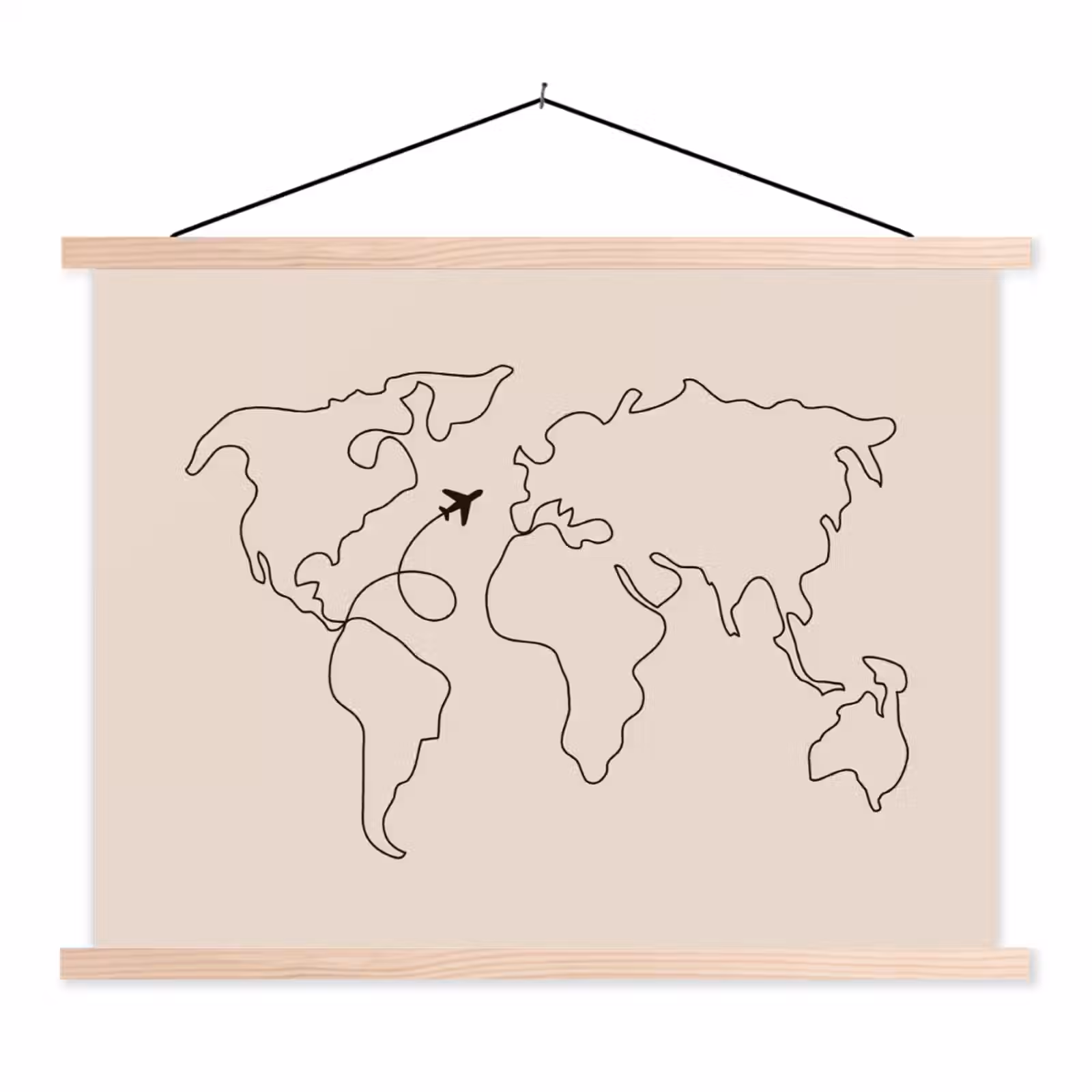 Schoolplaat - Wereldkaart - Simpel - Vliegtuig — 1
