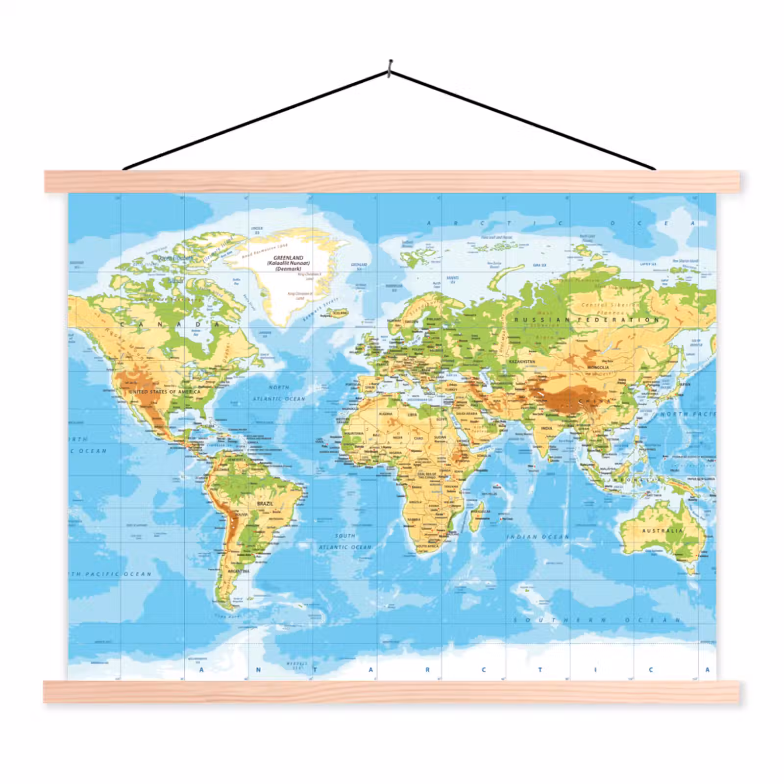 Schoolplaat - Wereldkaart - Staatkundig - Blauw - Aarde - Educatief — 1
