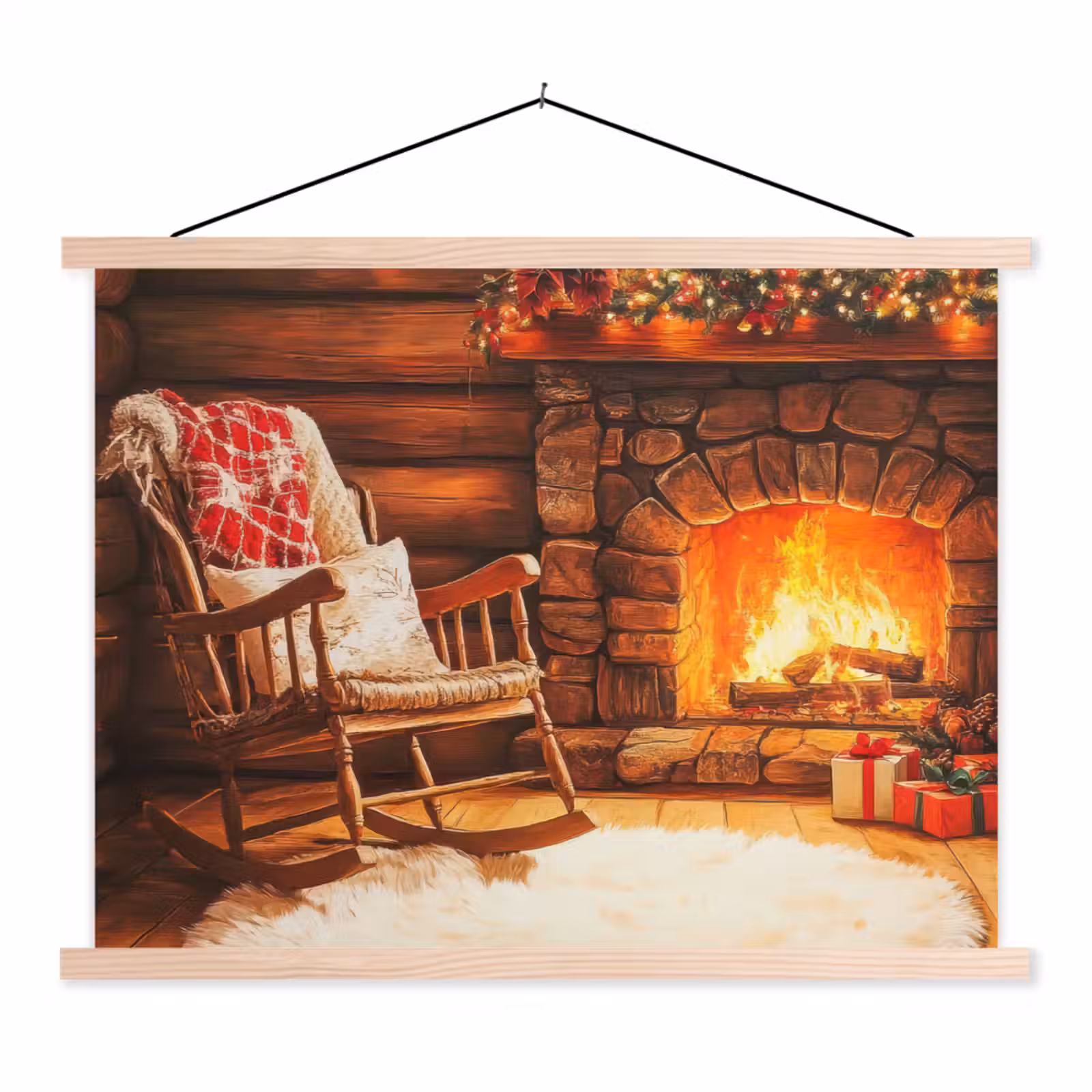 Schoolplaat - Winter - Kerst - Huis - Openhaard — 1