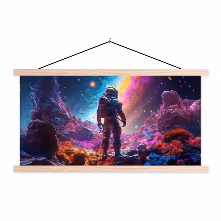 Schoolplaat - Ruimte - Astronaut - Neon - Sterren — 1