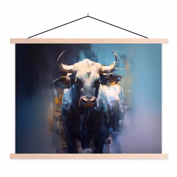 Schoolplaat - Stier - Zwart - Abstract - Horens — 1