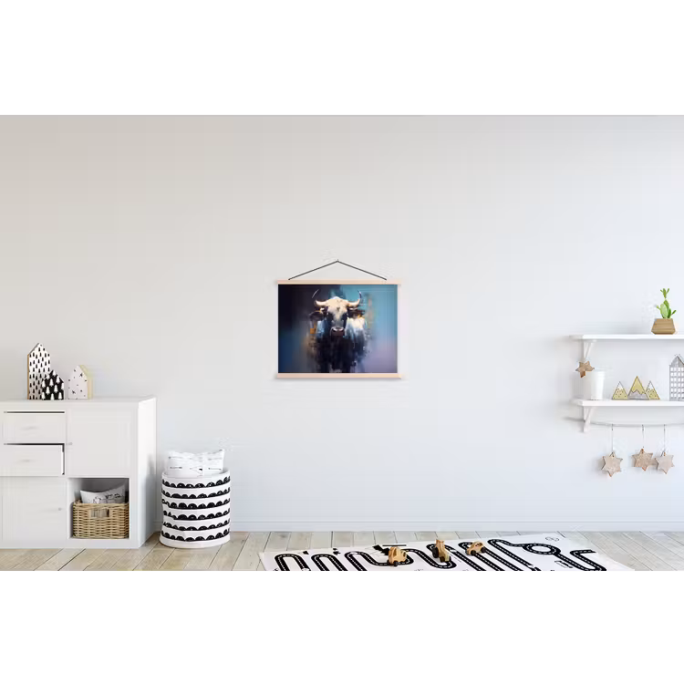 Schoolplaat - Stier - Zwart - Abstract - Horens — 3