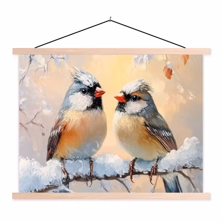 Schoolplaat - Vogels - Tak - Winter - Sneeuw — 1