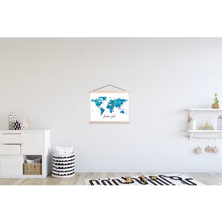 Schoolplaat - Wereldkaart - Blauw - Kleurrijk — 3