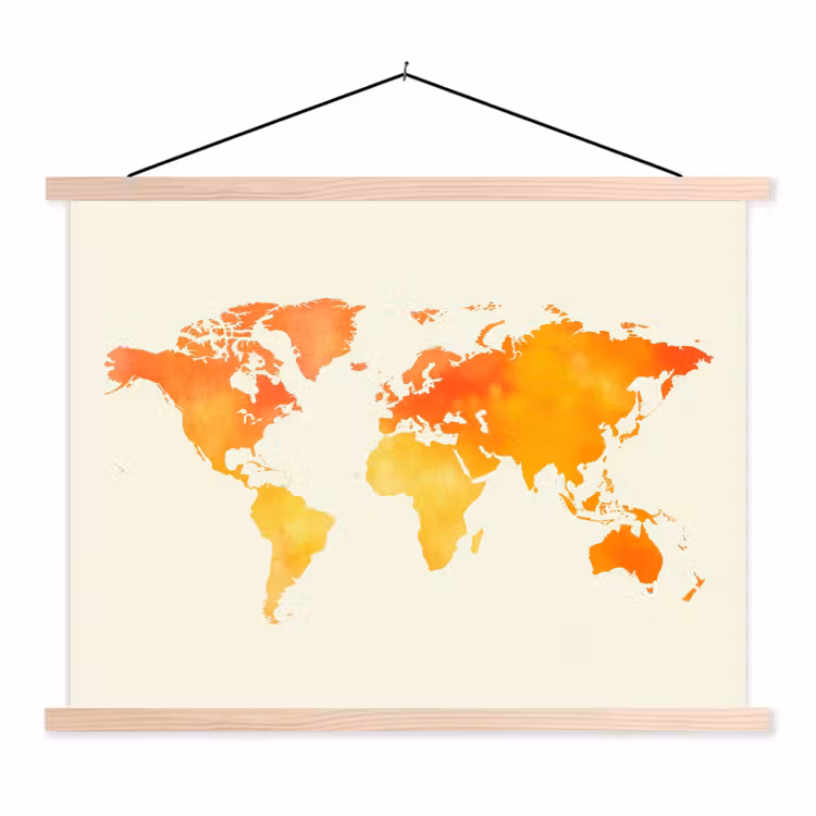 Schoolplaat - Wereldkaart - Oranje - Kleurrijk — 1