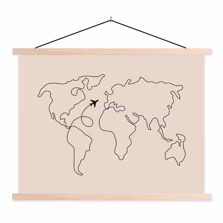 Schoolplaat - Wereldkaart - Simpel - Vliegtuig — 1