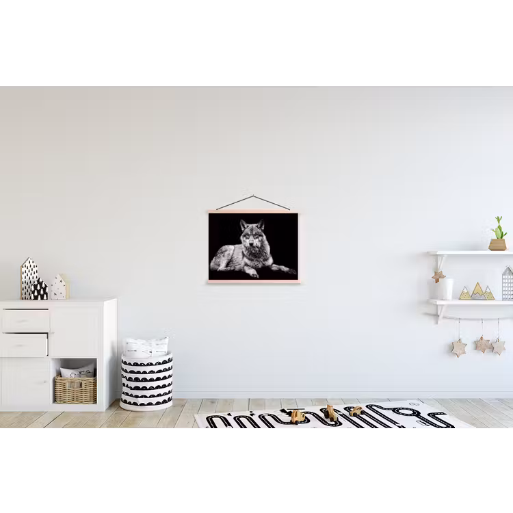 Schoolplaat - Wilde dieren - Wolf - Zwart - Wit — 3