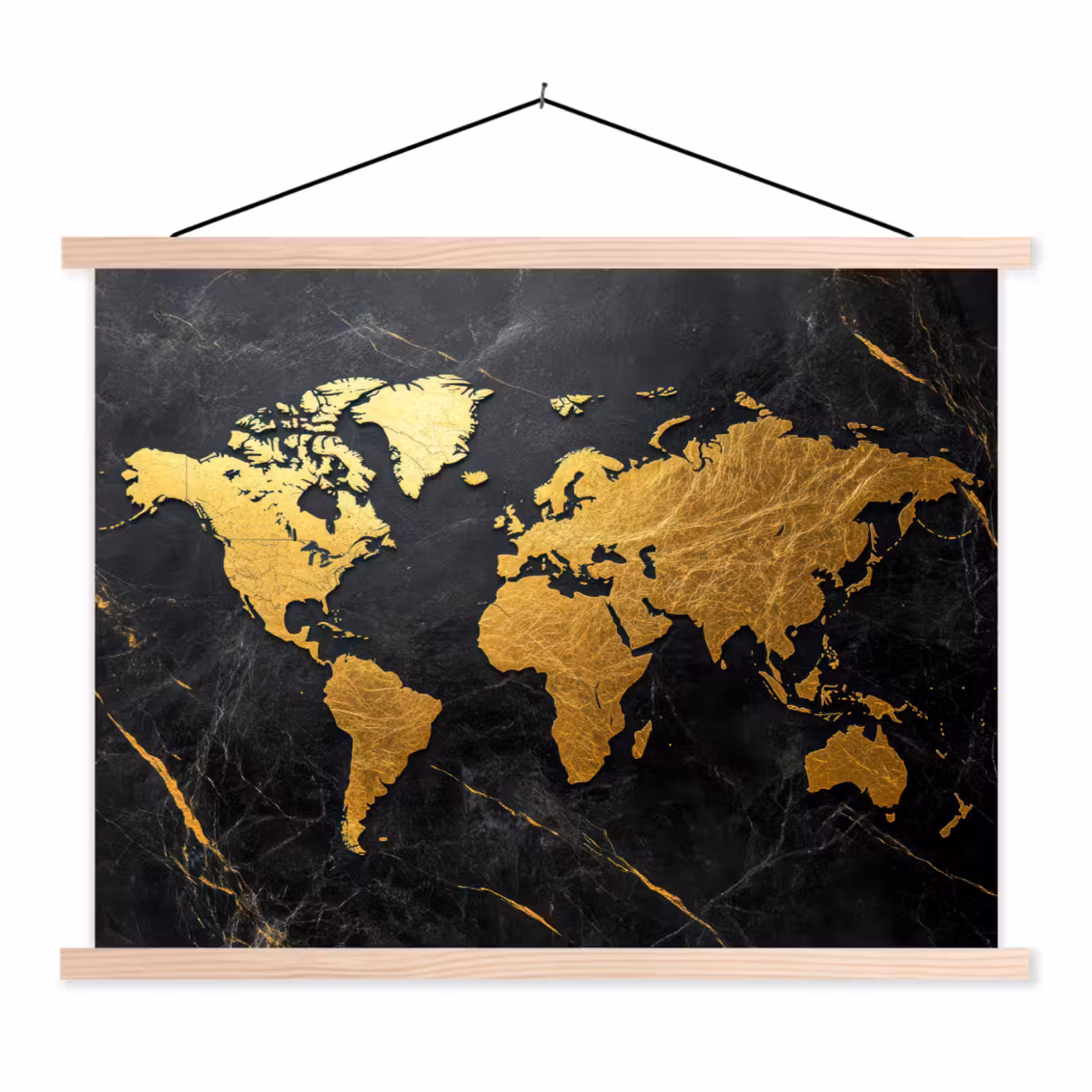 Schoolplaat - Wereldkaart - Goud - Marmer — 1