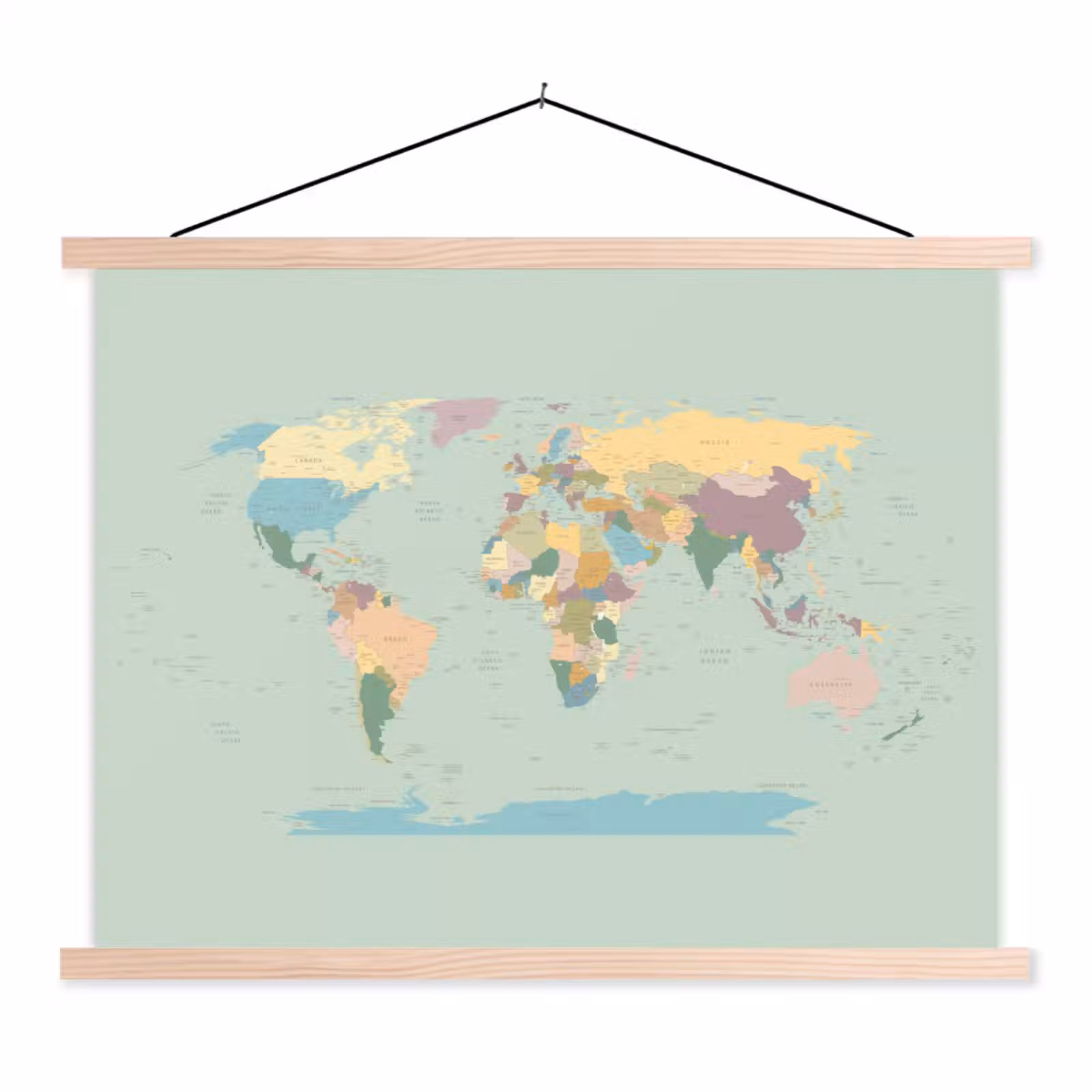 Schoolplaat - Wereldkaart - Realistisch - Kaart — 1