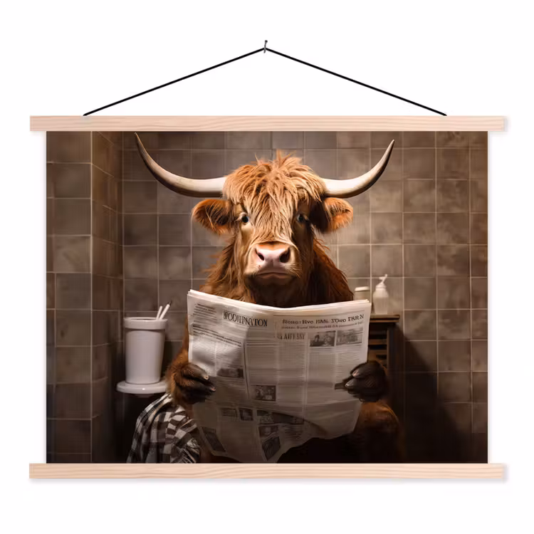 Schoolplaat - Schotse hooglander - Krant - Toilet — 1