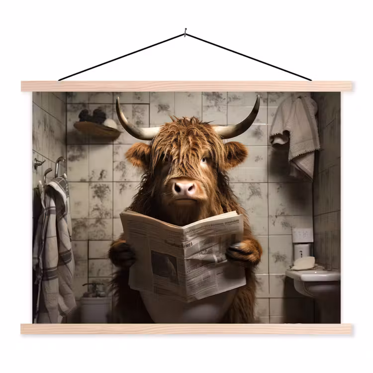 Schoolplaat - Schotse hooglander - Toilet - Krant - Badkamer — 1