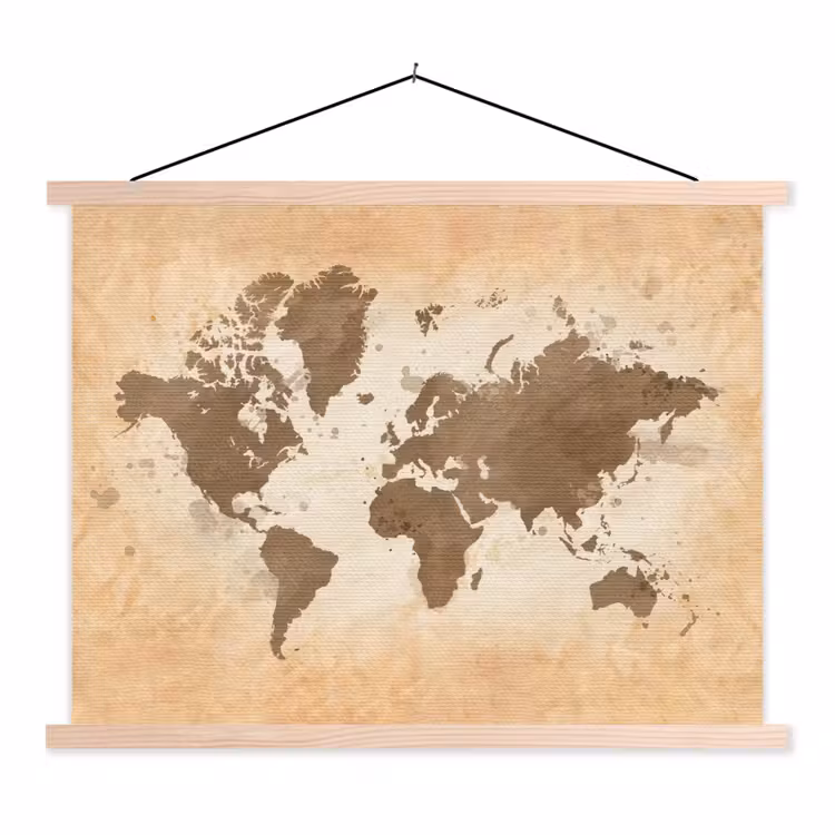 Schoolplaat - Wereldkaart - Beige - Bruin — 1
