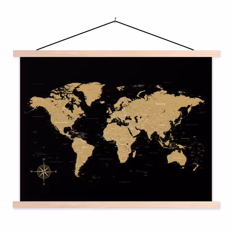 Schoolplaat - Wereldkaart - Beige - Zwart — 1