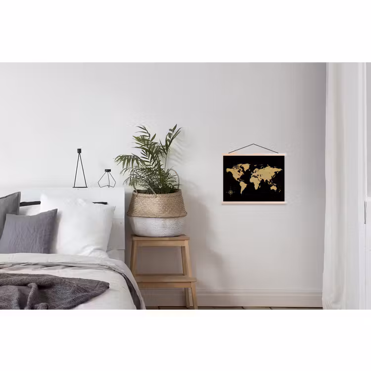Schoolplaat - Wereldkaart - Beige - Zwart — 2