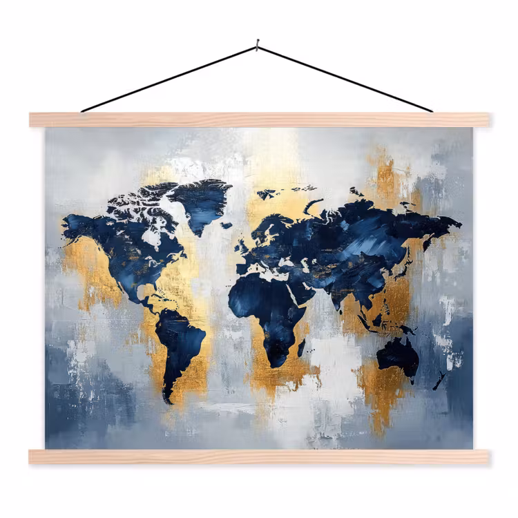 Schoolplaat - Wereldkaart - Blauw - Abstract — 1