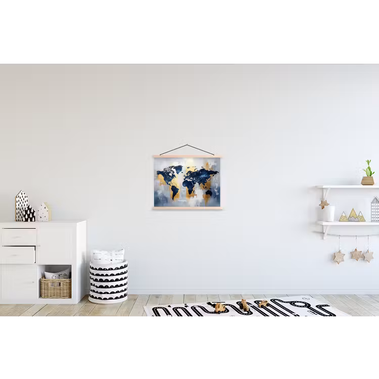 Schoolplaat - Wereldkaart - Blauw - Abstract — 3