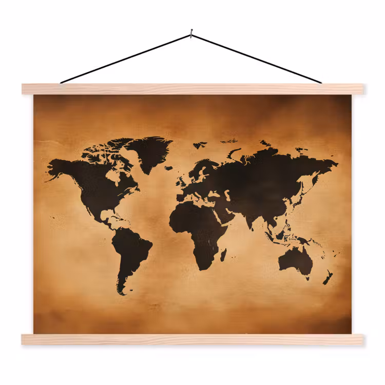 Schoolplaat - Wereldkaart - Bruin - Kaart — 1