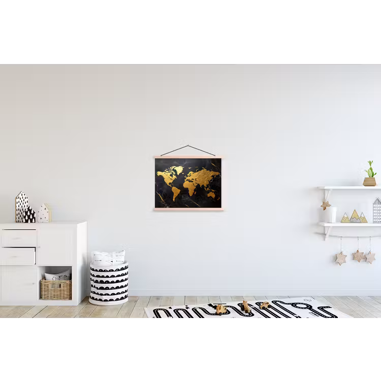 Schoolplaat - Wereldkaart - Goud - Marmer — 3