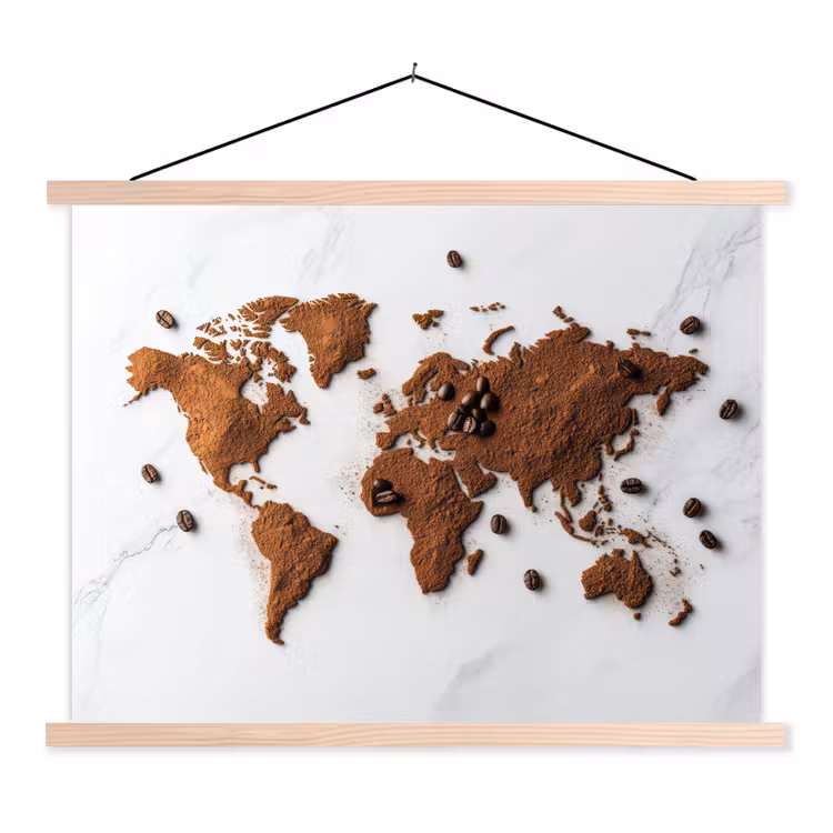Schoolplaat - Wereldkaart - Koffie - Marmer — 1