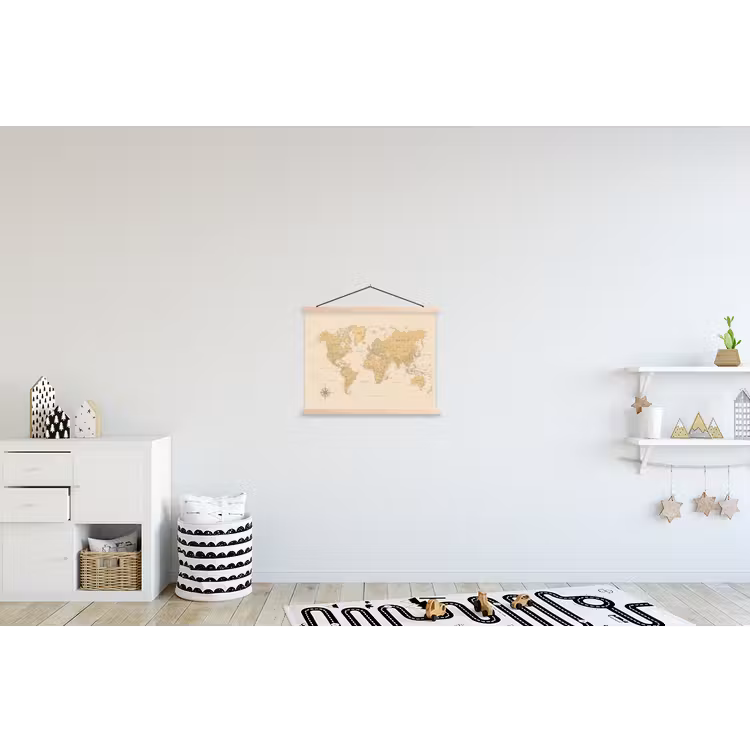 Schoolplaat - Wereldkaart - Realistisch - Beige — 3