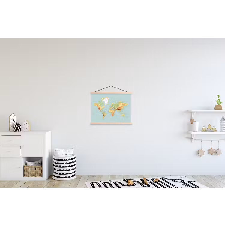 Schoolplaat - Wereldkaart - Realistisch - Blauw — 3