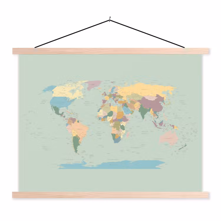 Schoolplaat - Wereldkaart - Realistisch - Kaart — 1