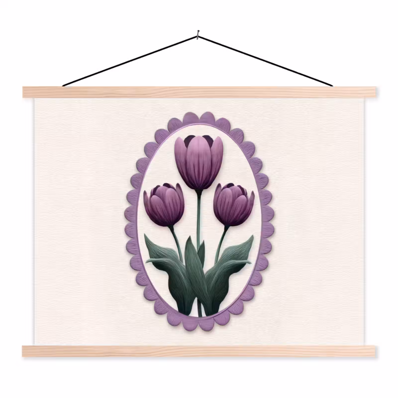 Schoolplaat - Tulpen - Paars - Lijst - Bladeren — 1