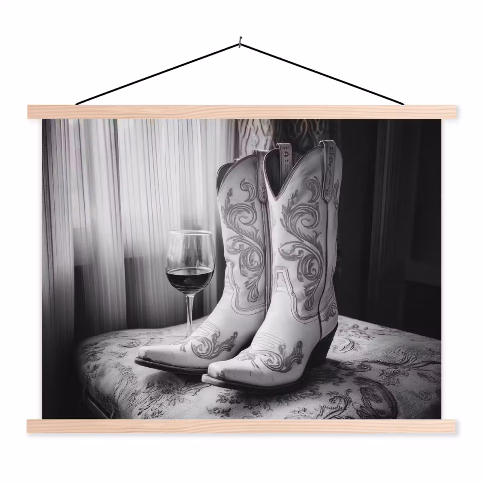 Schoolplaat - Wijn - Cowboylaarzen - Raamlicht - Wit — 1