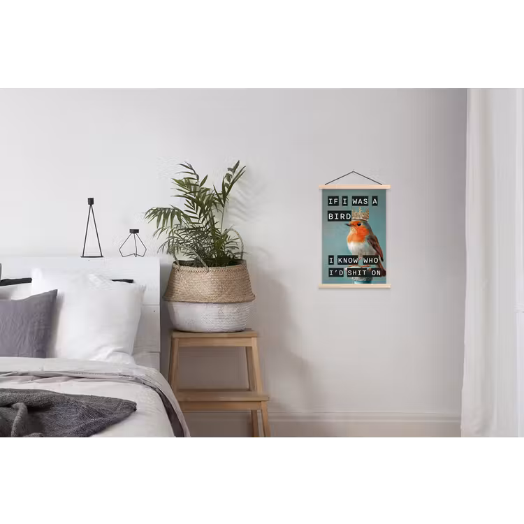 Schoolplaat - Roodborstje - Vogel - Blauw - Decoratie — 2