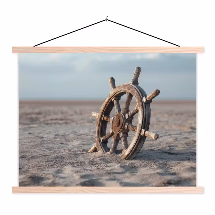 Schoolplaat - Scheepsstuur - Hout - Bruin - Zand — 1