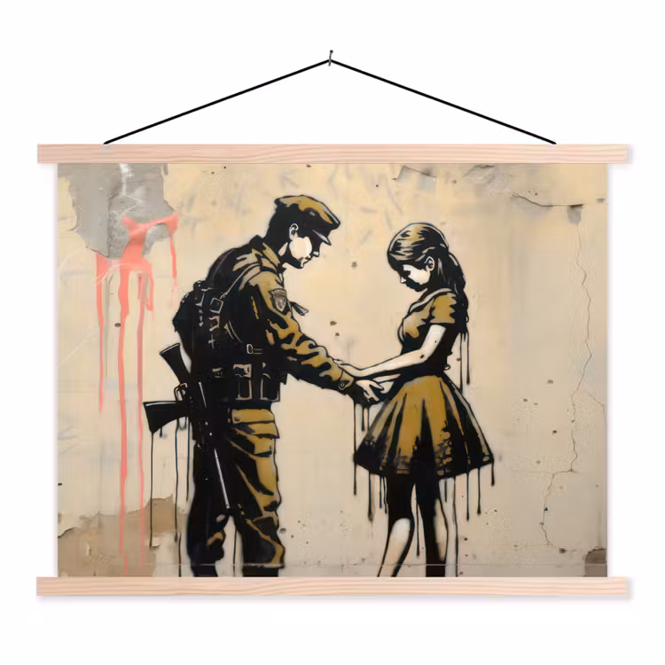Schoolplaat - Soldaat - Meisje - Bruin - Graffiti — 1