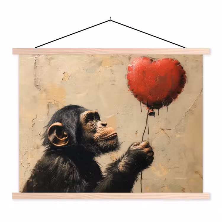 Schoolplaat - Street art - Chimpansee - Ballon - Graffiti - Banksy — 1