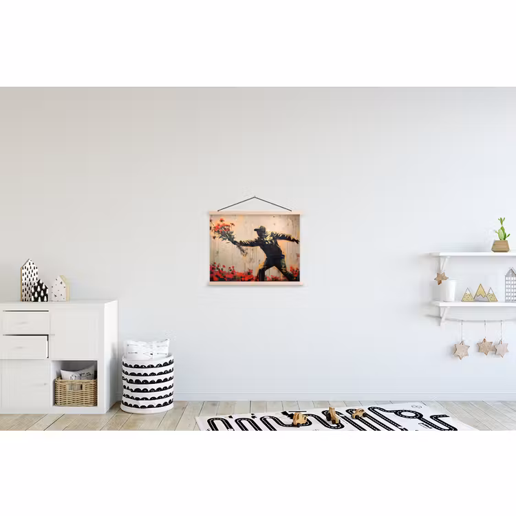 Schoolplaat - Street art - Man - Bloemen - Rood - Graffiti - Banksy — 3