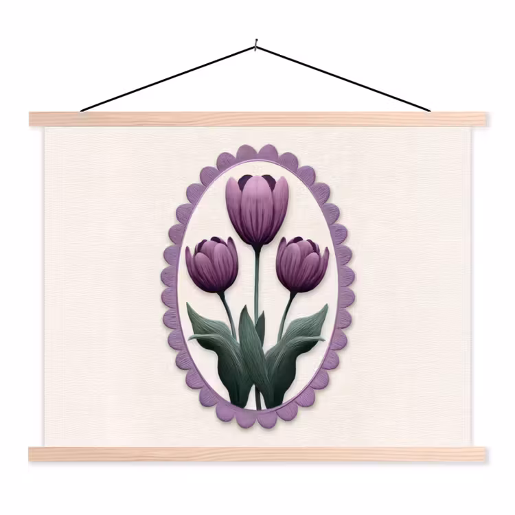 Schoolplaat - Tulpen - Paars - Lijst - Bladeren — 1