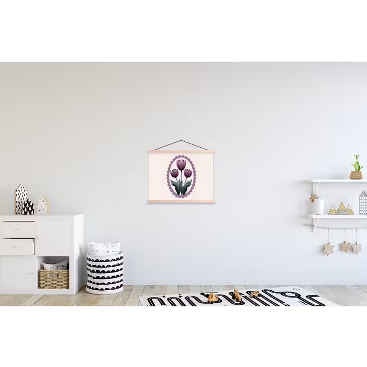 Schoolplaat - Tulpen - Paars - Lijst - Bladeren — 3