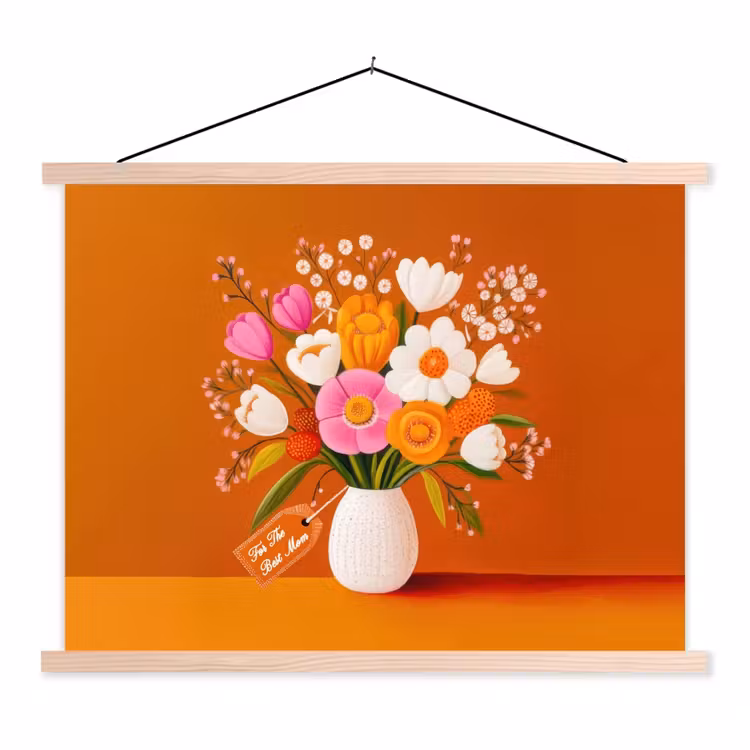 Schoolplaat - Vaas - Bloemen - Oranje — 1