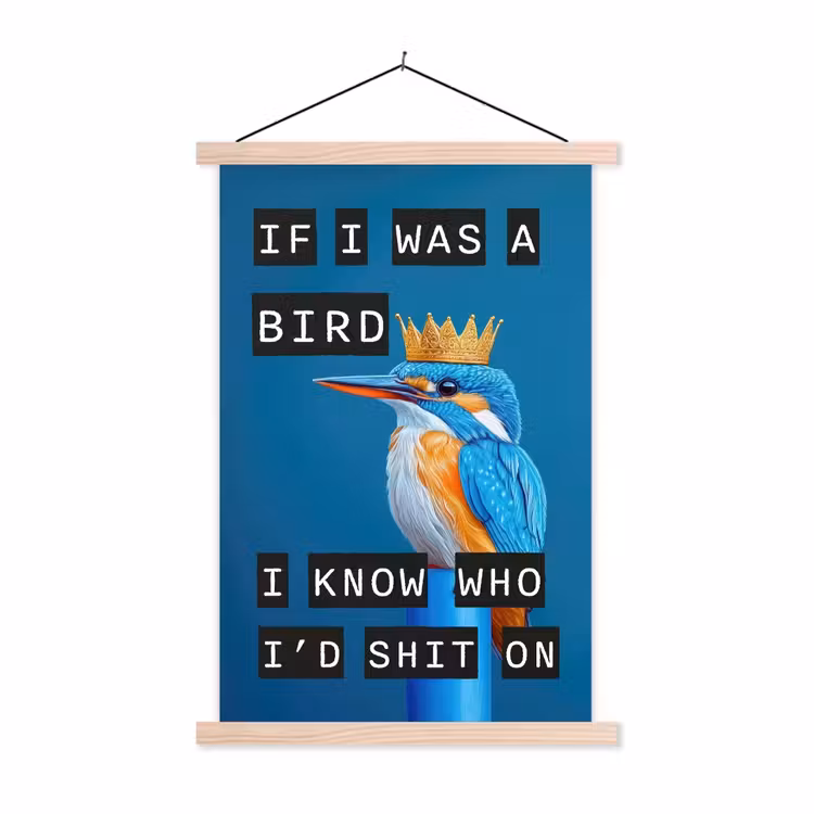 Schoolplaat - Vogel - Decoratie - Ijsvogel - Blauw — 1