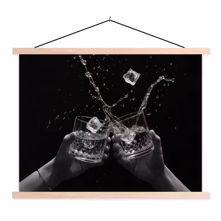 Schoolplaat - Whiskyglazen - Ijs - Spetters - Zwart — 1
