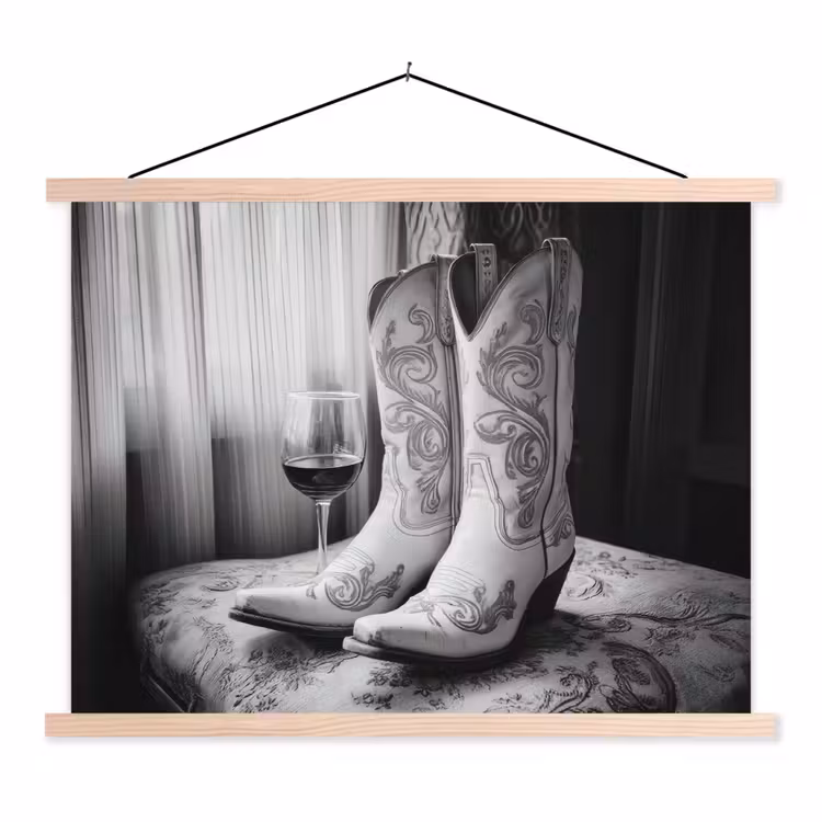Schoolplaat - Wijn - Cowboylaarzen - Raamlicht - Wit — 1